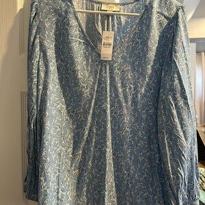 Blue Floral Loft Outlet New With Tags Blouse